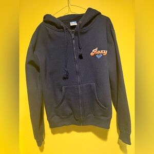 Vintage Roxy Sweatshirt Womens L Black Full Zip Hooded Y2K Skater